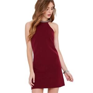 Lulu's‎ Comely Beaded Burgundy Dress Size Small Red Purple Embellished High Neck